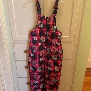 Pink Platinum Advance Pink And Blue Floral Snow Bib Size 10/12